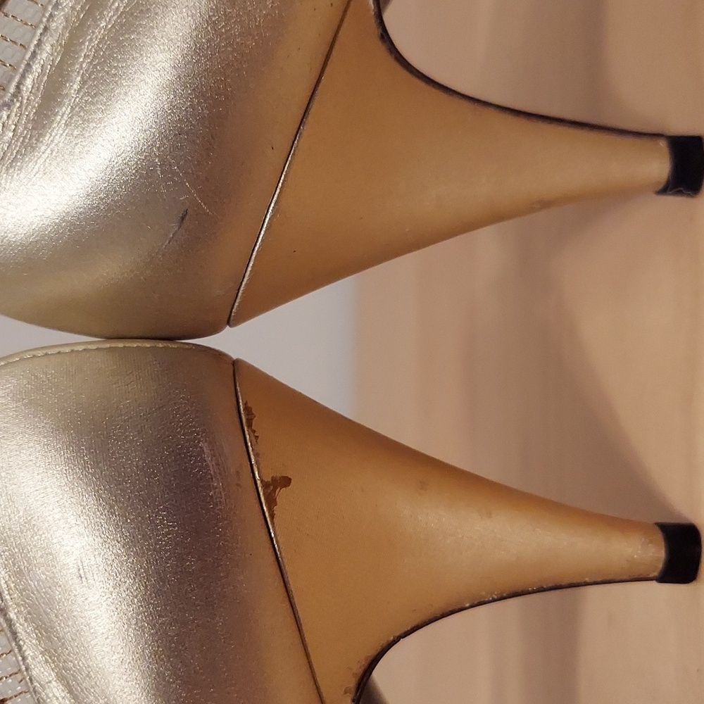 Stuart Weitzman Soft Gold Mesh And Rhinestone Det… - image 8